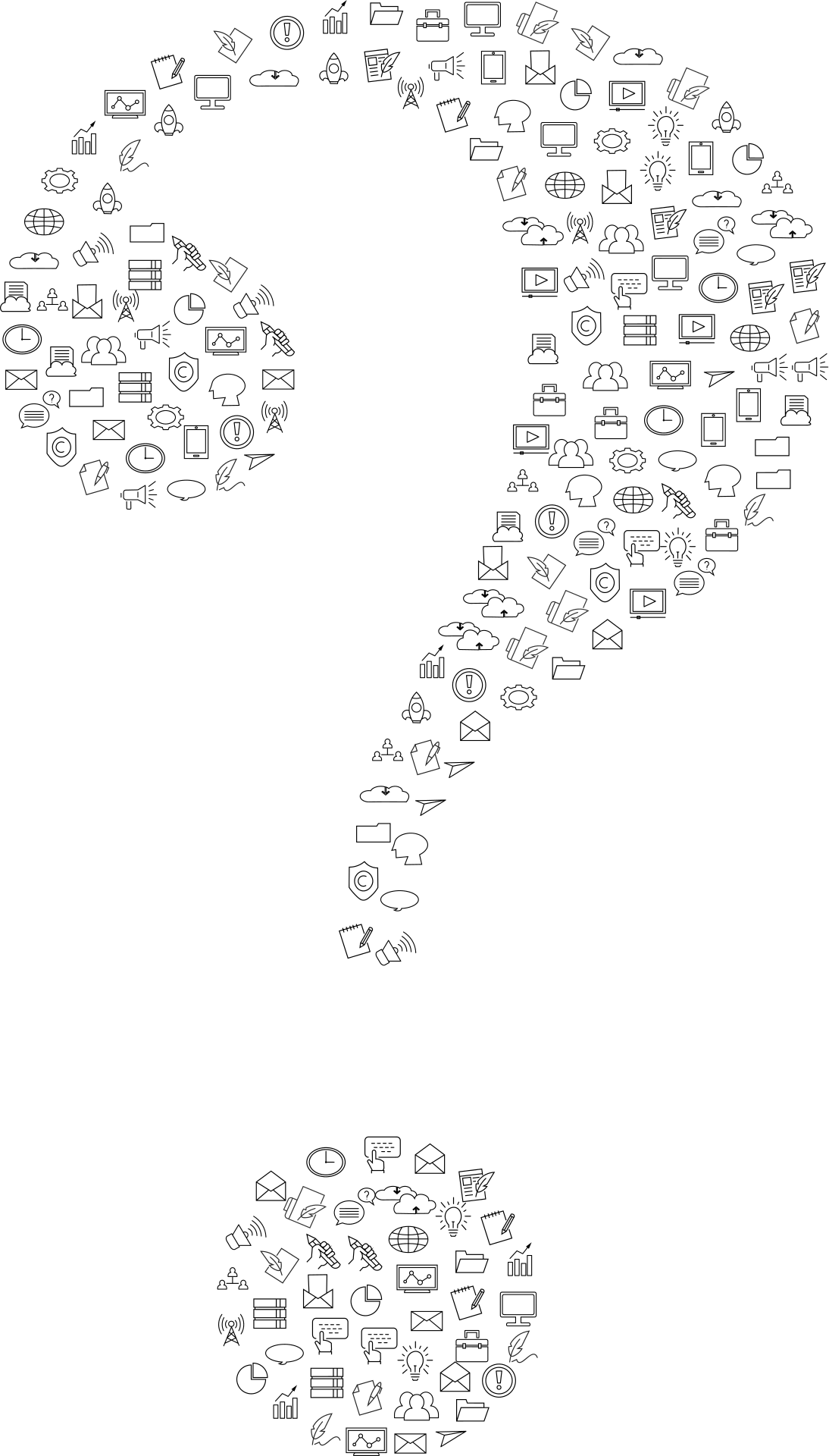 Question mark made from different icons