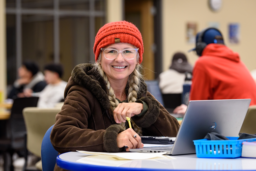 Student working on laptop